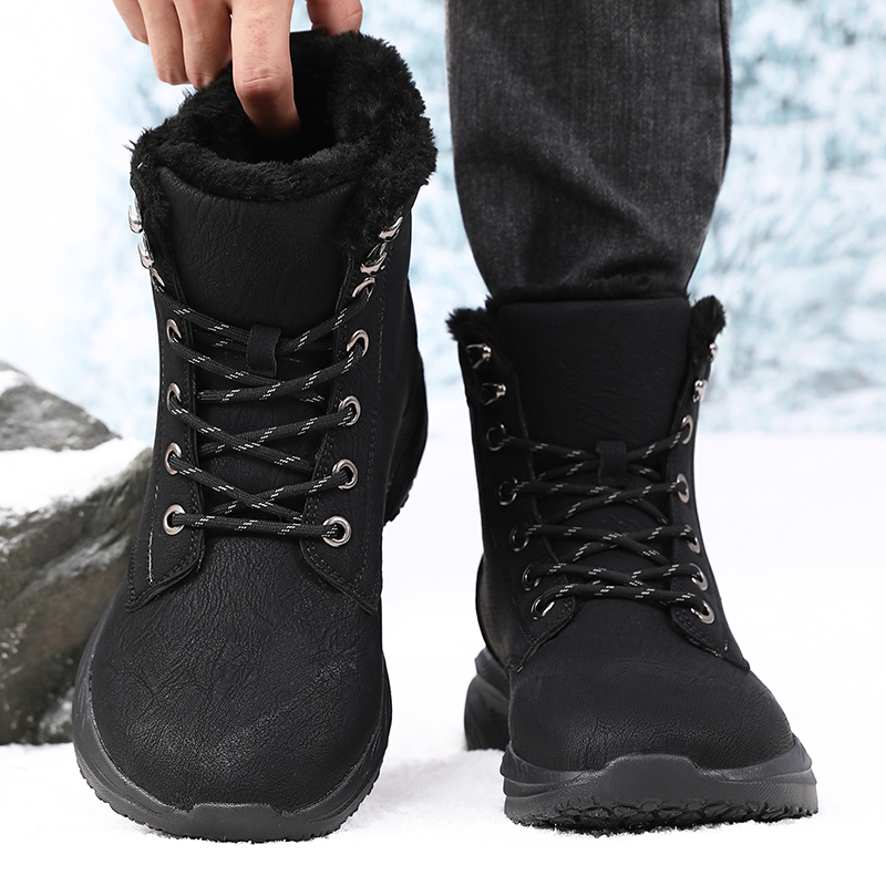 Hiking Boot Waterproof - รองเท้าบูทหิมะฤดูหนาวสำหรับผู้ชาย รองเท้าผ้าใบหัวกว้างกันน้ำ อุ่นมาก รองเท้าผู้ชายแฟชั่นใหม่ รองเท้าเดินป่ากลางแจ้ง รองเท้าบูทขี่มอเตอร์ไซค์