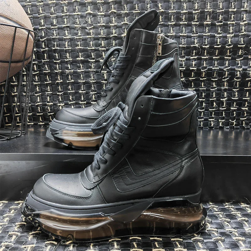 Men'S Shoes Dq - รองเท้าบูทข้อเท้าหนังแท้สำหรับผู้ชายและผู้หญิง รองเท้ามอเตอร์ไซค์ พื้นหนา เพิ่มความสูง สไตล์วินเทจ หรูหรา