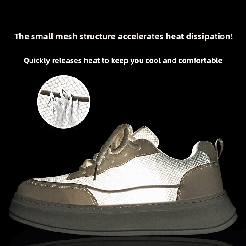 Men Shoes Eu To Us - รองเท้าสเก็ตแพลตฟอร์มตาข่ายระบายอากาศสำหรับผู้ชายฤดูร้อนน้ำหนักเบาสบายๆรองเท้าผ้าใบสตรีทขยายขนาดใหญ่ขนาด EU 39-46