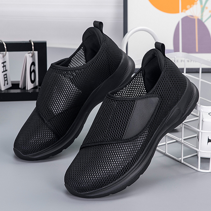 Men'S Shoes With Velcro - YUYIN รองเท้ากีฬาตาข่ายระบายอากาศสำหรับฤดูร้อนของผู้ชายรองเท้าแบบสวมเวลโครน้ำหนักเบาสบายนุ่มระบายอากาศได้รองเท้าลำลองผู้ชาย