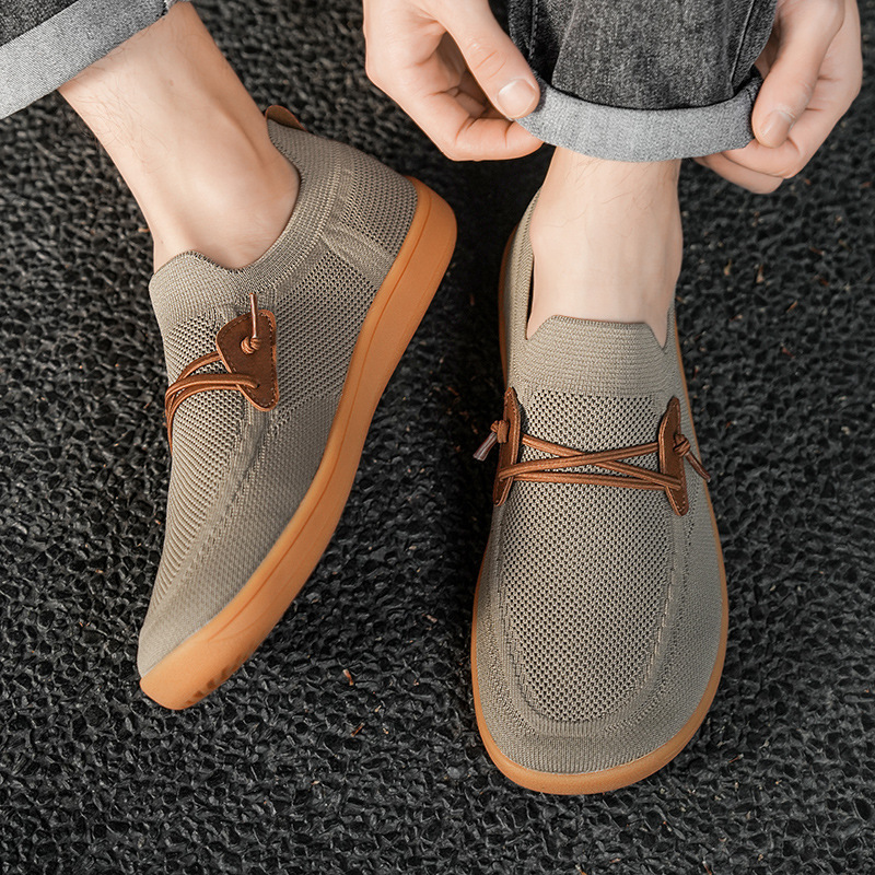 Men'S Shoes Zero Drop - รองเท้าผ้าใบผู้ชายแบบสวม ไม่มีส้น น้ำหนักเบา ระบายอากาศได้ดี ผลิตจากผ้าถัก เหมาะสำหรับวิ่ง