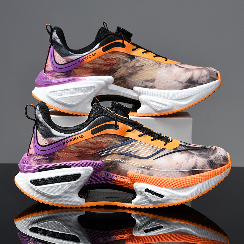 Men'S Shoes Professional - รองเท้าวิ่งแบบยืดหยุ่นสำหรับผู้ชาย, รองเท้ากีฬาแบบมีแผ่นคาร์บอนพร้อมหัวเข็มขัดหมุนได้สำหรับผู้หญิง, รองเท้าดูดซับแรงกระแทกระดับมืออาชีพ