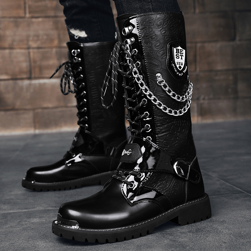 Men'S Shoes Dq - รองเท้าบูทหุ้มข้อสูงลำลองไซส์ใหญ่สำหรับผู้ชาย รุ่นใหม่สำหรับฤดูใบไม้ผลิและฤดูใบไม้ร่วง เหมาะสำหรับขี่มอเตอร์ไซค์กลางแจ้ง ป้องกันการชนกันของโซ่ รองเท้าบูทสำหรับเดินทางข้ามประเทศ