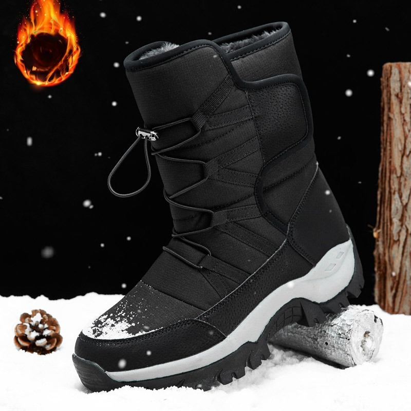 Hiking Boot Waterproof - รองเท้าฤดูหนาวผู้ชาย แบรนด์ดัง กันน้ำ รองเท้าบูทบุขนอุ่น รองเท้าบูทหิมะคู่รัก รองเท้าเดินป่ากันลื่น