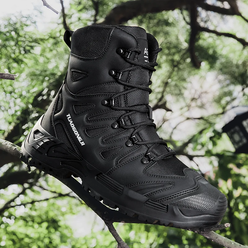 Hiking Boot Waterproof - ผู้ชายเดินป่ากลางแจ้งรองเท้าบู๊ทส์ข้อเท้าทะเลทรายรองเท้ากีฬารองเท้าทหารทำงานกันน้ำความปลอดภัยในการทำงานรองเท้าล่าสัตว์