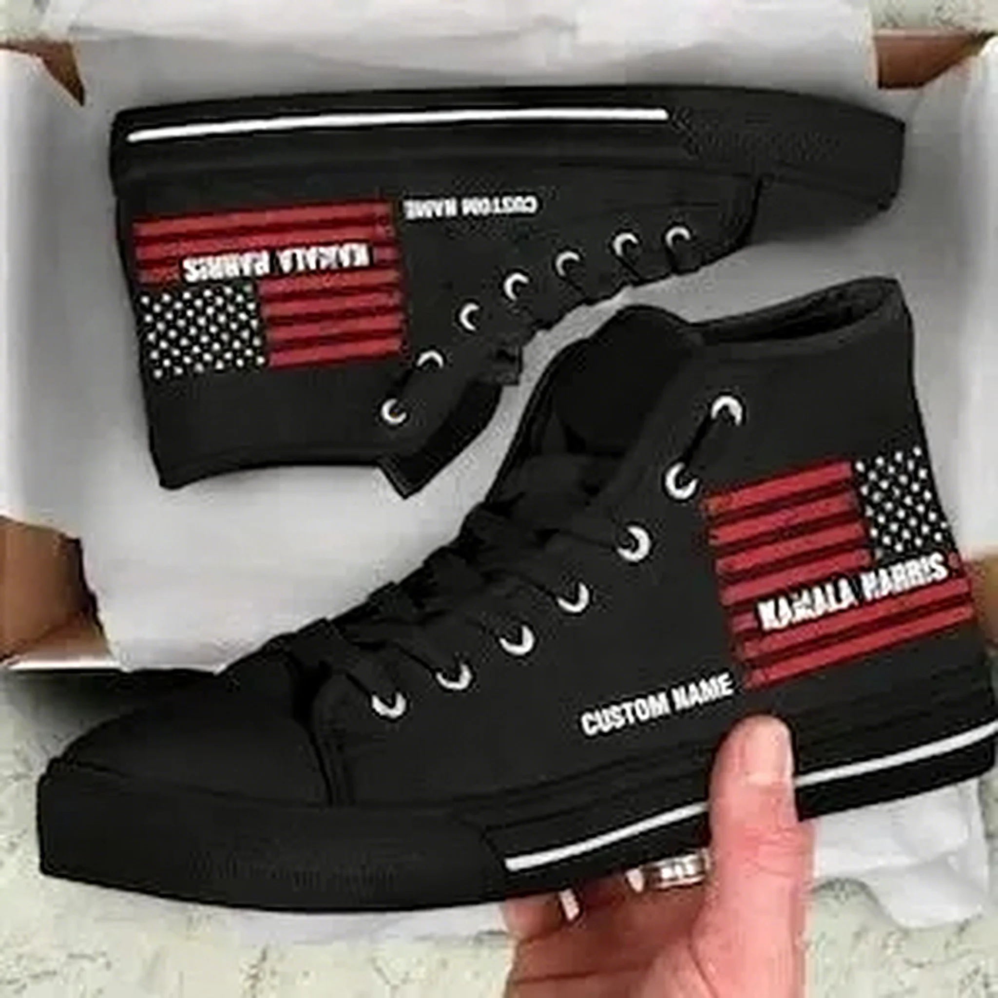 Men Shoes Name - รองเท้าผ้าใบหุ้มข้อสูงแบบกำหนดเองได้ คุณภาพสูง สำหรับผู้ชาย ผู้หญิง วัยรุ่น รองเท้าลำลองคู่รัก
