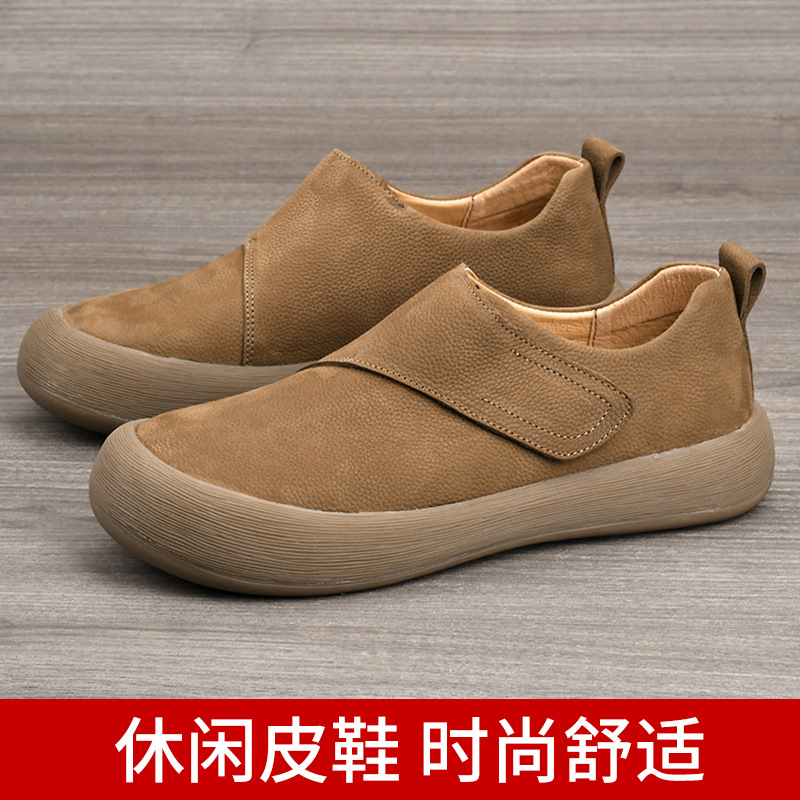 Men'S Shoes With Velcro - รองเท้าโลฟเฟอร์ลำลองแบบสวมสำหรับผู้ชาย รุ่นใหม่ปี 2026 สายรัดเวลโคร พื้นหนา กันลื่น