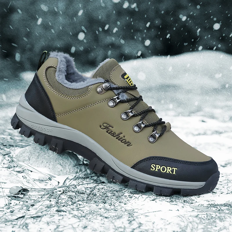 Hiking Boot Waterproof - คุณภาพสูงผู้ชายรองเท้าบู๊ตหิมะแฟชั่นรองเท้าผ้าใบลําลองกันน้ํา Plus Cotton รองเท้าเดินป่ากลางแจ้งรองเท้าทํางานสําหรับชายรองเท้า