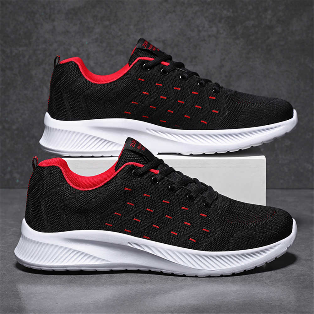 Men Shoes Brand - รองเท้าผ้าใบลำลองสีดำสำหรับผู้ชาย รองเท้าผ้าทอสำหรับฤดูใบไม้ผลิ รุ่นสปอร์ต ยี่ห้อดัง รองเท้าบาสเก็ตบอล รองเท้าวิ่ง