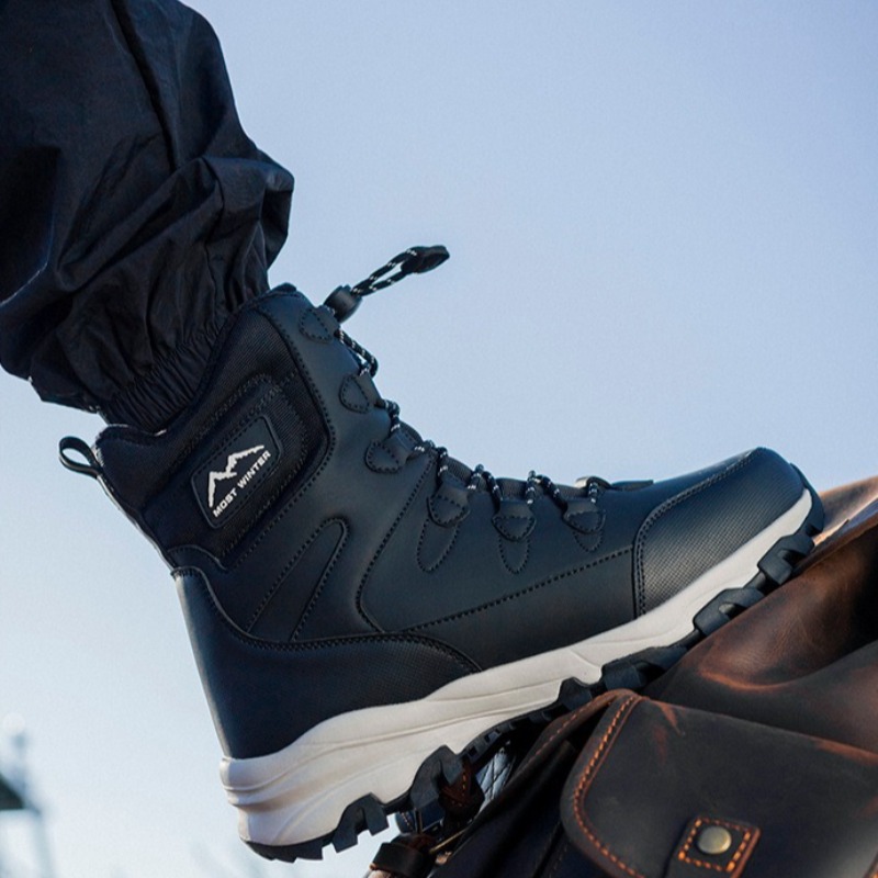 Hiking Boot Waterproof - ฤดูหนาว Mens High Top รองเท้าคู่รองเท้าผ้าฝ้ายหนา Plush
