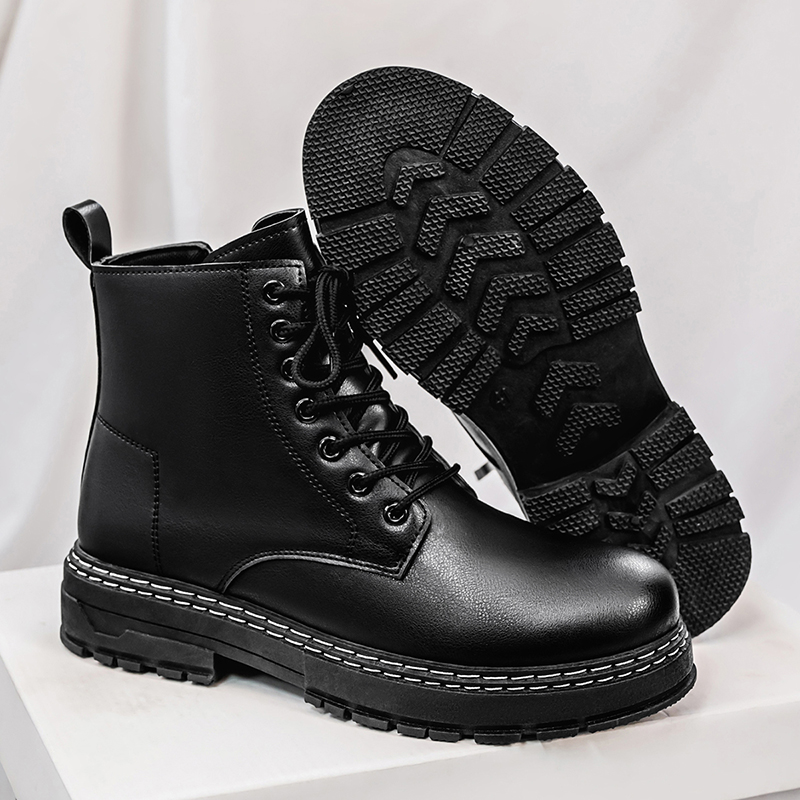 รองเท้าบูทหนังแก้วสีดำสำหรับผู - Men'S Shoes Dq บทวิจารณ์และราคา