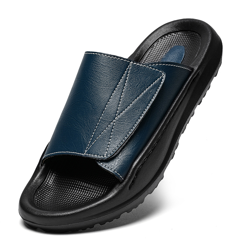รองเท้าแตะหนังแบบสวมสำหรับผู้ช - Men'S Shoes With Velcro บทวิจารณ์และราคา