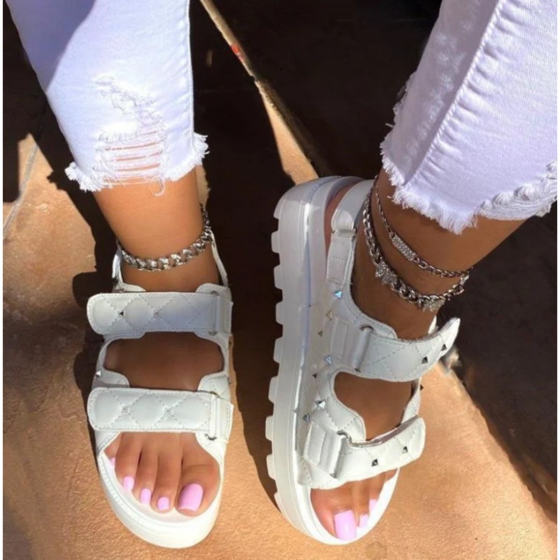 รองเท้าแตะพื้นรองเท้าหนาสำหรับ - Velcro Strap Sandal บทวิจารณ์และราคา