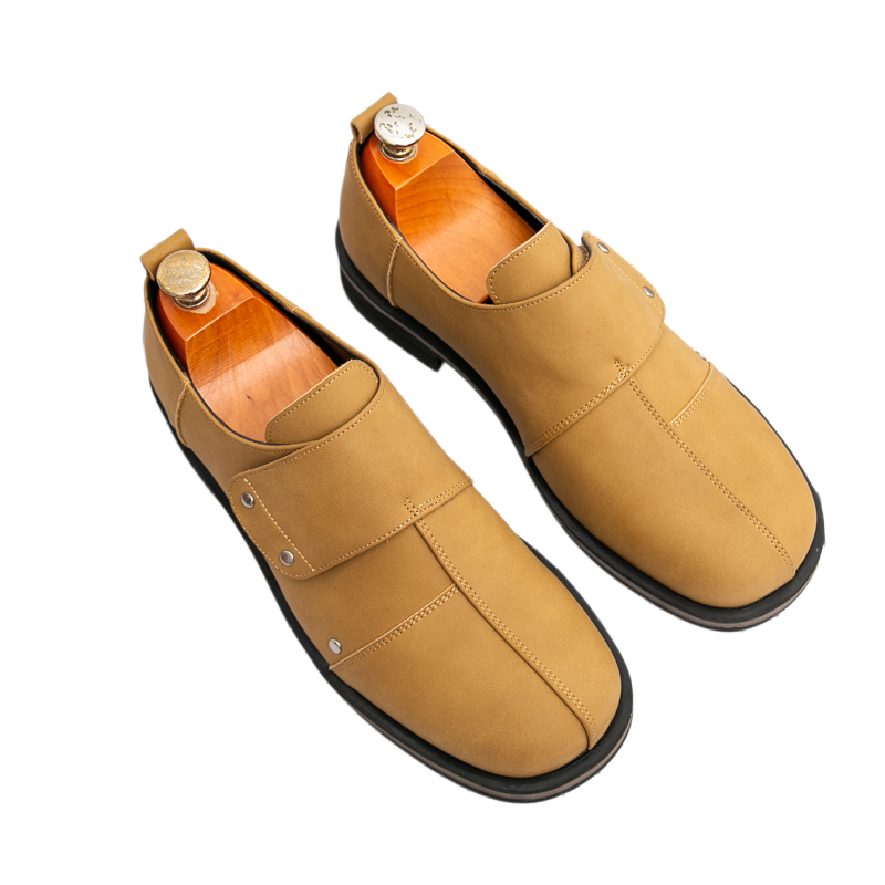 รองเท้าหนังผู้ชายสไตล์ธุรกิจ ส - Men'S Shoes With Velcro บทวิจารณ์และราคา