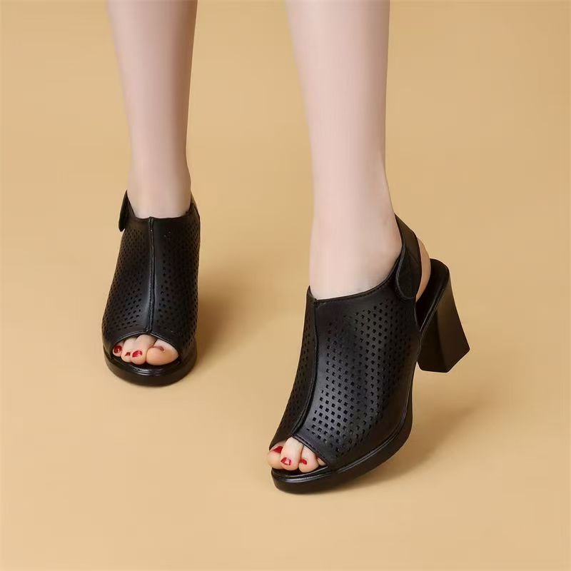 รองเท้าส้นสูงแบบเปิดนิ้วเท้าสำ - Velcro Strap Sandal บทวิจารณ์และราคา