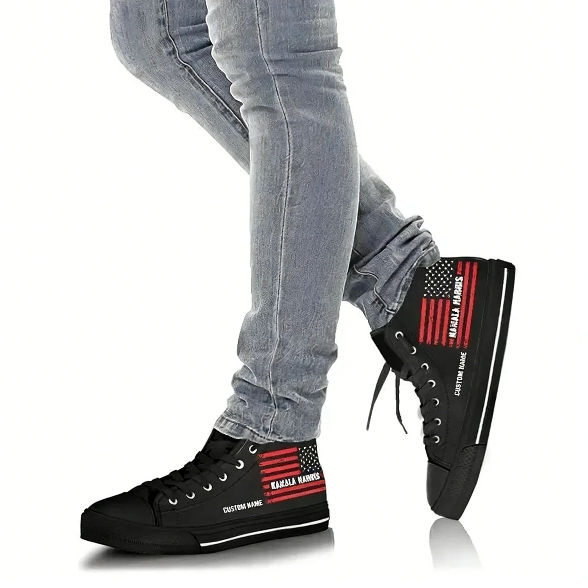 รองเท้าผ้าใบหุ้มข้อสูงแบบกำหนด - Men Shoes Name บทวิจารณ์และราคา