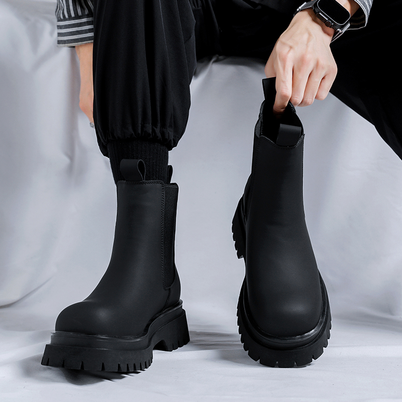 รองเท้าบูทหุ้มข้อสูงสีดำรุ่นปี - Men Shoes Brand บทวิจารณ์และราคา