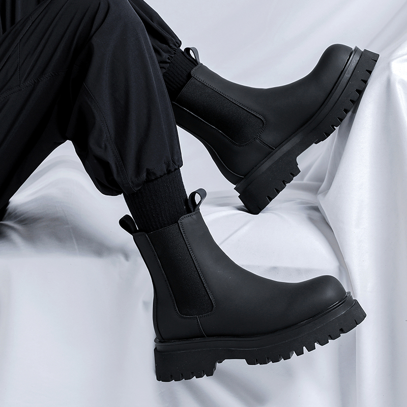 รองเท้าบูทหุ้มข้อสูงสีดำรุ่นปี - Men Shoes Brand บทวิจารณ์และราคา